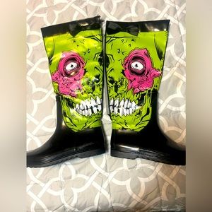 Brand new never worn iron fist zombie rain boots